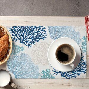 Beach Home Decor Kitchen Placemats - SET of 6 - Corals - Coastal Decor